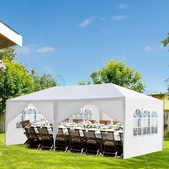 10'x20' Outdoor Party Tent with 6 Removable Sidewalls Waterproof Canopy Patio Wedding Gazebo White