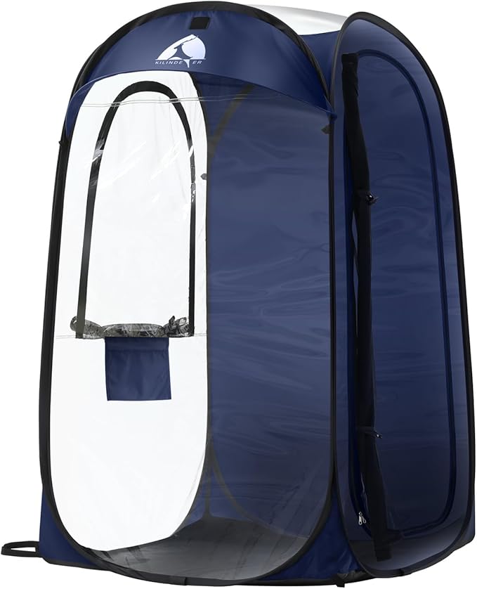 Sports Pod Kilindeer Pop Up Weather Tent for 1 Person – Portable All-Weather Shelter with Clear TPU Panels Instant Setup for Outdoor Events Camping Hiking Wind &amp Rain Protection