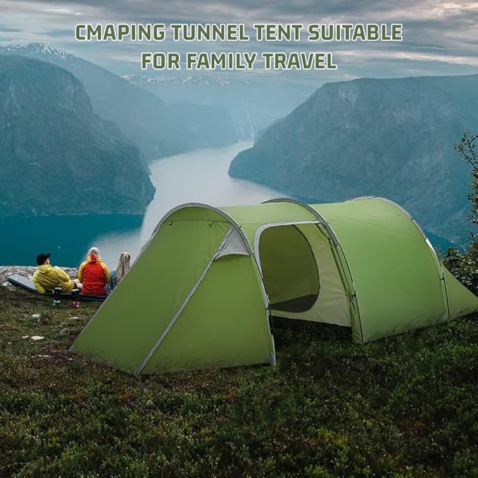 3-4 Person Family Tent with Porch Waterproof for Camping Hiking Traveling