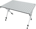 TIMBER RIDGE Folding Camping Table Adjustable Height 4-6 Person Lightweight Aluminum Roll-up Table for Camping Outdoor Picnic BBQ Backyard Party Support 220 lbs Silvery
