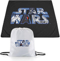 Picnic TIME Star Wars Impresa Picnic Blanket Lightweight Fleece Beach and Outdoor Blanket with Drawstring Backpack and Easy Fold Design (Black and White)