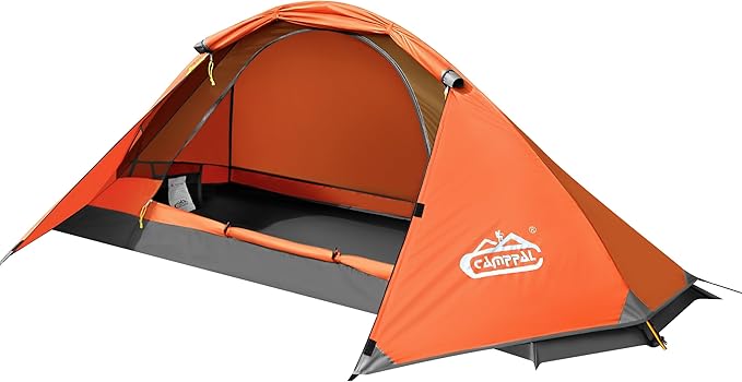 camppal 1 Person Tent for Camping Hiking Mountain Hunting Backpacking Tents 4 Season Resistance to Windproof Rainproof and Waterproof
