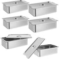 6 Pack Full Size Hotel Pan Commercial Catering Hotel Pan [NSF Certified][with Handle &amp Lid] Commercial Stainless Steel 6 Inch Deep Anti-Jamming Steam Table Pan