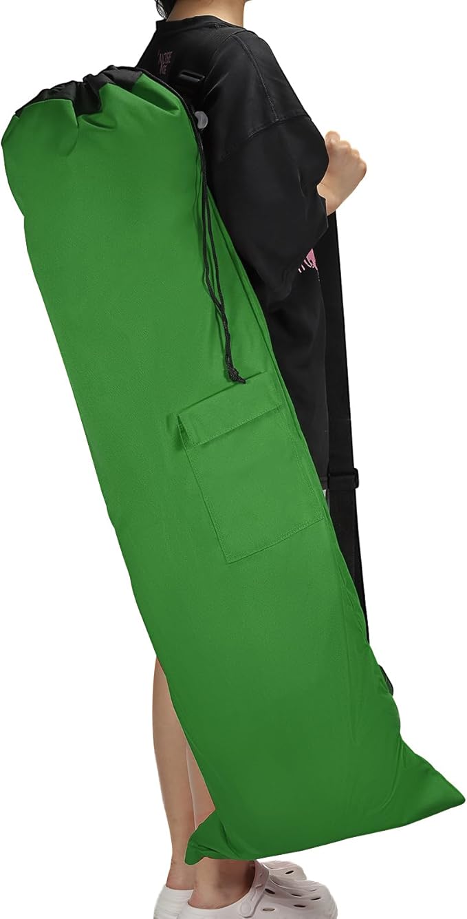 PATIKIL 47 Inch Camp Chair Replacement Bag Foldable Camping Chair Bag 900D Oxford Large Mouth Carry Bag with Adjustable Shoulder Strap &amp Side Pocket for Outdoor Camping Green