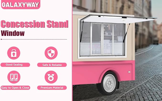 Aluminum Alloy Food Truck Window - 45 x 30 inch Concession Stand Serving Window for Food Truck Concession Trailers with 4 Screens