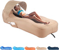 Inflatable Lounger Air Sofa with Unique Sun-Shade Design Inflatable Beach Bed with Pillow Waterproof Inflatable Couch Camping Chair Hammock for Hiking Backyard Travel Beach Park Picnics