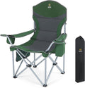 Nice C Camping Chair Portable Chair Lawn Chairs Outdoor Chairs with Armrest Cooler Bag Cup Holder Side Pocket for Camping Traveling Picnic (Green&ampGrey 1-Pack)