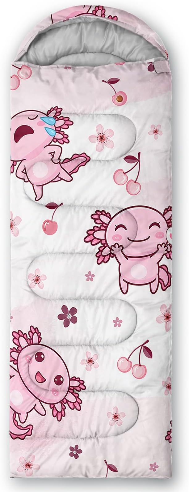 QOOMO Axolotl Cute Camping Sleeping Bags3 Season Warm &amp Cool WeatherLightweightWaterproof Sleeping Bags for Adults &amp KidsTravelingand Outdoors