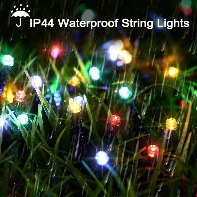 Quntis Battery Operated Christmas Lights - 132FT 300LEDs Waterproof Battery String Lights Outdoor Indoor 8 Modes LED Christmas Tree Lights with Timer Decoration for Xmas Tree Garden Party - Multicolor