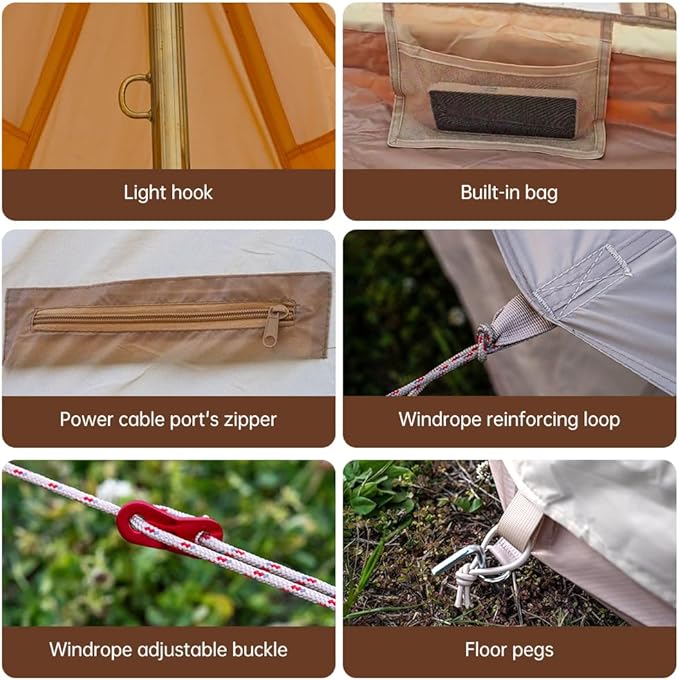 Oxford Bell Tent for Family Camping - Spacious 13.1ft /16.4ft Yurt with Stove Jack Large Glamping Tents for 4-8 People 4 Season Oxford Hot Tent Shelter