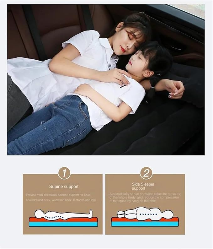 Inflatable Car Mattress SUV Back Seat Inflatable Bed Outdoor Camping Inflatable Mat Thick Flocked PVC Material 72 Hours Leak-Proof Test (Six)