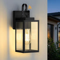 11.8-inch Dusk to Dawn Outdoor Wall Lights Black Exterior Light Fixture with Clear Tempered Glass IP65 Waterproof All-Metal Sconce for Porch Front Door Garage