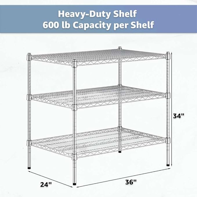 24 x 36 x 34 Commercial Wire Shelf Kit with FIFO Can Racks NSF Shelving for Food Storage