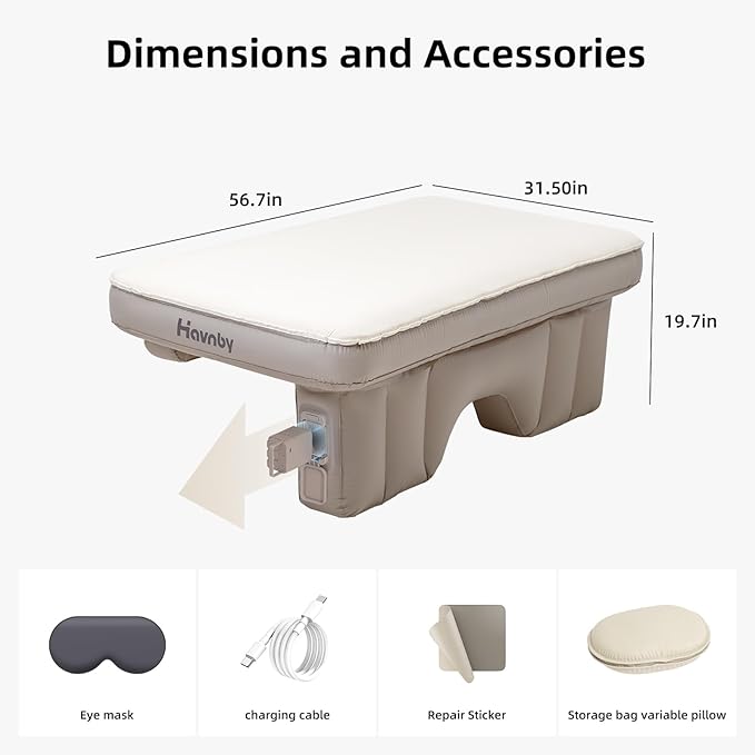 CozyPad Car Air Foam Mattress for Toyota Highlander Second Row Custom Fit Inflatable Back Seat Bed with Built-in Pump TPU Layer Foam Cushion Support for Kids Pets and Adults