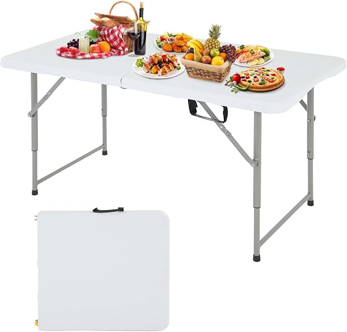 NChanmar 6FT Folding Table Picnic Camping Table Foldable Outdoor Table for Picnic Party Camping(70 * 29)-White