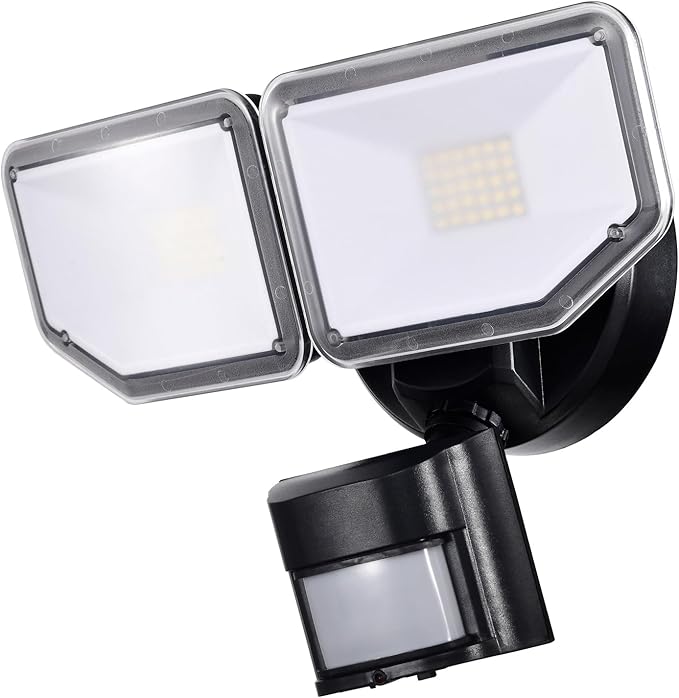 40W LED Security Lights Motion Sensor Light Outdoor 180 Degree 4000 LM Motion Security Light 5000 K ETL Water Resistant Clear 2 Head Motion Detector Flood Light for Garage Yard (Black)