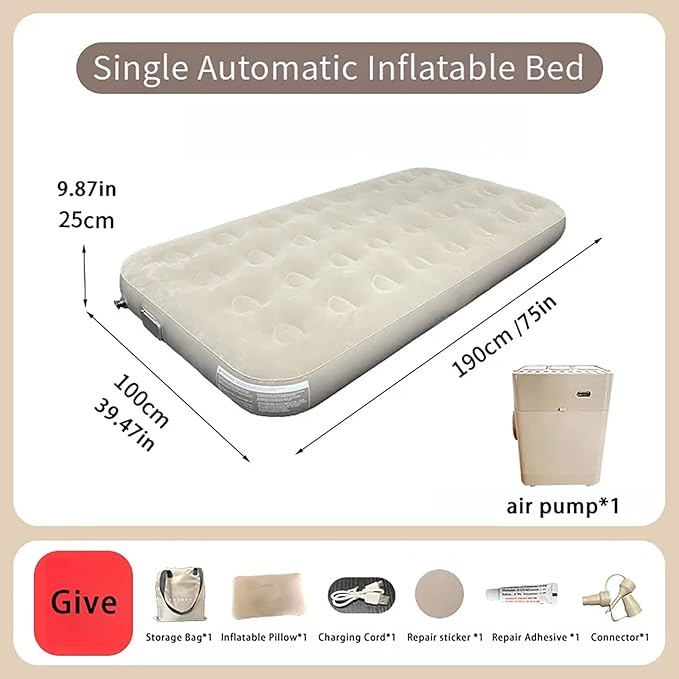 Alvantor Portable Self Inflating Air Mattress74.8 * 39.37Inch Queen Size for Camping Traveling Backpacking Inflatable Bed Camping Inflatable Bed (Single)