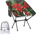 Portable Camping Chair Holly Berry Flowers Ultralight Folding Camping Chair Christmas Flowers Backpacking Hiking Chair with Cup Holder for Outdoor Travel Beach Picnic Festival 176 lbs Capacity