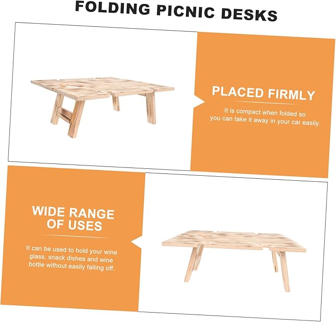 Happyyami Picnic Tables Folding Outdoor Table for Wine Picnic for Outdoor and Indoor Use
