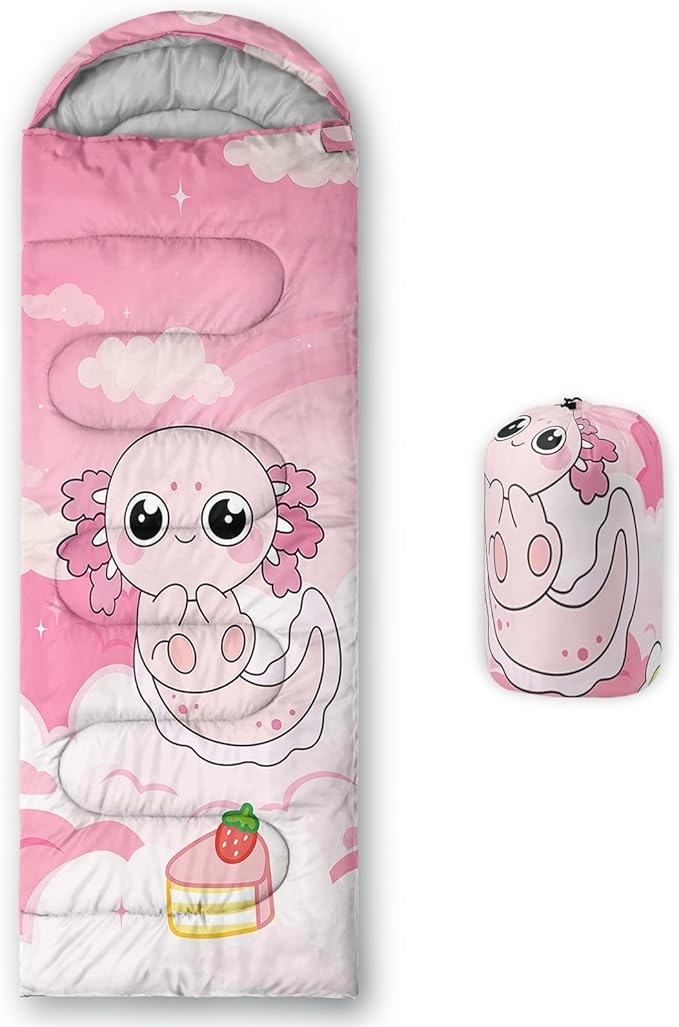 AILONEN Kawaii Panda Sleeping BagsLightweight &amp Waterproof3 Season Warm &amp Cool WeatherDreamy Purple Flower Animal Themed Sleeping Bags for BoysGirlsKidsAdults TravellingOutdoors