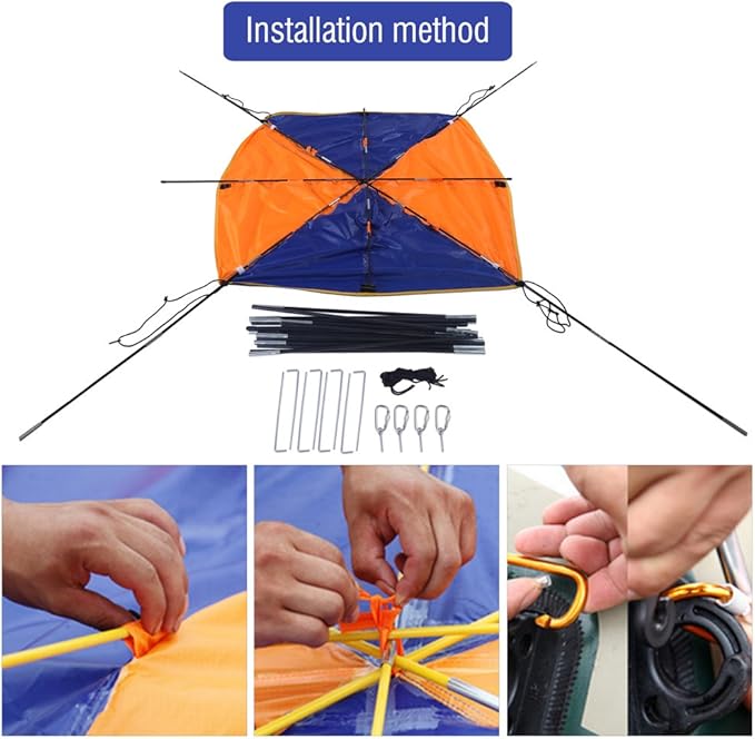 Boat Shade Canopy 4 Persons Boat Sun Shade Shelter Boat Canopy Sun Awning for Inflatable Boat Raft Kayak ( 4 Persons)(Suitable for INTEX68351)