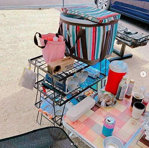 CAMPINGMOON Foldable Multipurpose Stacking Storage Rack Steel Plating Black