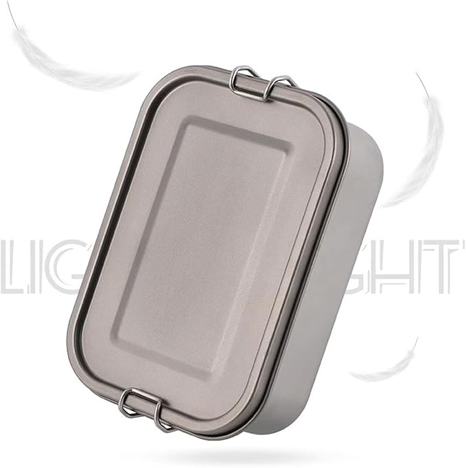 1200ml Titanium Lunch Box with Leak-Proof Lid Camping Cookware Lightweight Outdoor Cooking Pan for Backpacking Hiking Picnic &amp Travel Durable (1200ml without handle)