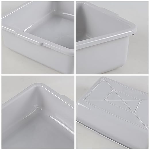 13 Liters Commercial Plastic Bus Boxes Plastic Bus Tubs for Restaurant Gray 4 Packs