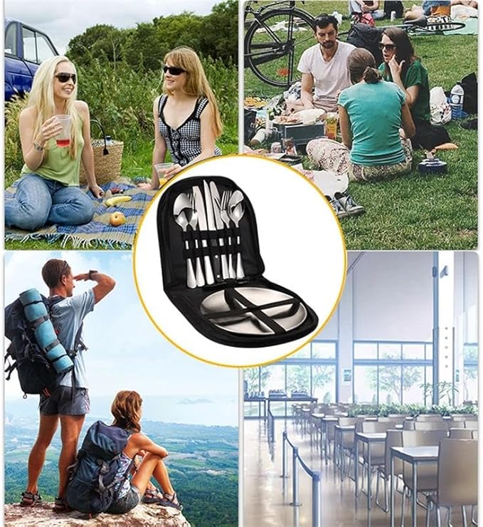 Cutlery Set Picnic Camping Picnic Set With 304 Stainless 10Pcs Tableware Dishes Steel Cutlery Set For 2Person F