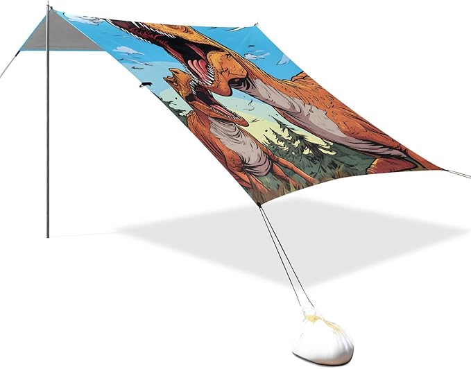 Camping Sun Shelters Two Roaring Dinosaurs Beach Canopy 126 * 110.2in