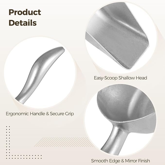 Three Aluminum Alloy Scoops Robust Easy Grip Handles