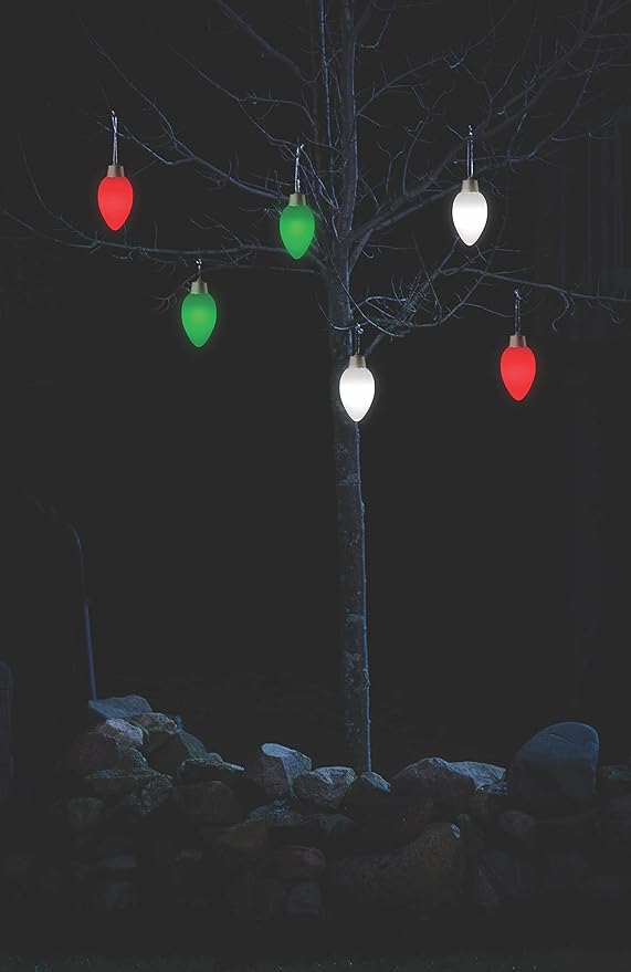Xodus Innovations WP960-3 Battery Powered Hanging Decorative Outdoor Pulsing 8 inch C9 Bulb Style Light with Sensor Turns-On at Dark Pack of 3 Green