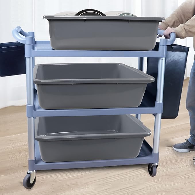 4 Packs 35 L Commercial Plastic Bus Box Large Restaurant Bus Tubs Gray