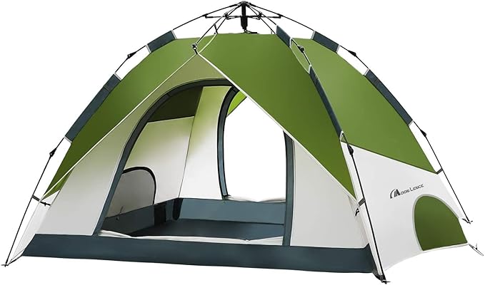 MOON LENCE Pop Up Tent 3-4 Person 60s Instant Setup Camping Tent with 2 Doors Water-Resistant &amp Windproof Dome Tent for Car Camping Backyard Traveling