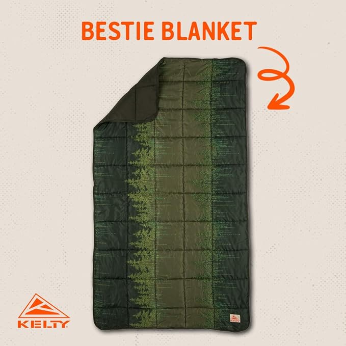 Kelty | Bestie Blanket Winter Moss Treeline - Lightweight Cozy Large 1P Blanket - Twin