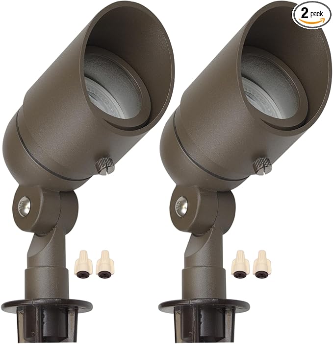 Lumina Lighting® 4W Landscape Lighting 12V Landscape Lights Low Voltage Landscape Spotlights Warm White Waterproof Outdoor Replaceable LED Bulb for Garden Lawn Porch Patio and Yard (Bronze 2-Pack)