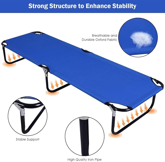 GOFLAME Folding Camping Cot Portable Collapsible Sleeping Bed Weight Capacity to 300 lbs Camping Bed Cots for Indoor and Outdoor Use