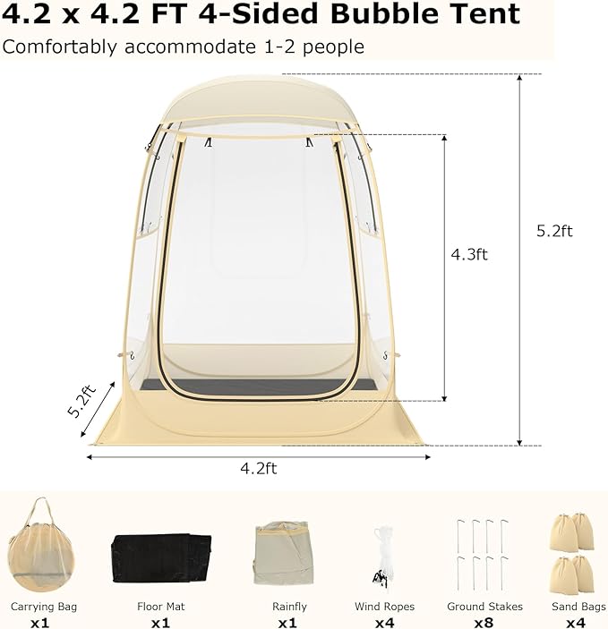 Goplus Sports Tent Instant Pop up Weatherproof Shelter Portable &amp Foldable Outdoor Clear View Bubble Tent w/Carrying Bag Floor Mat Watch Sports Events Camping