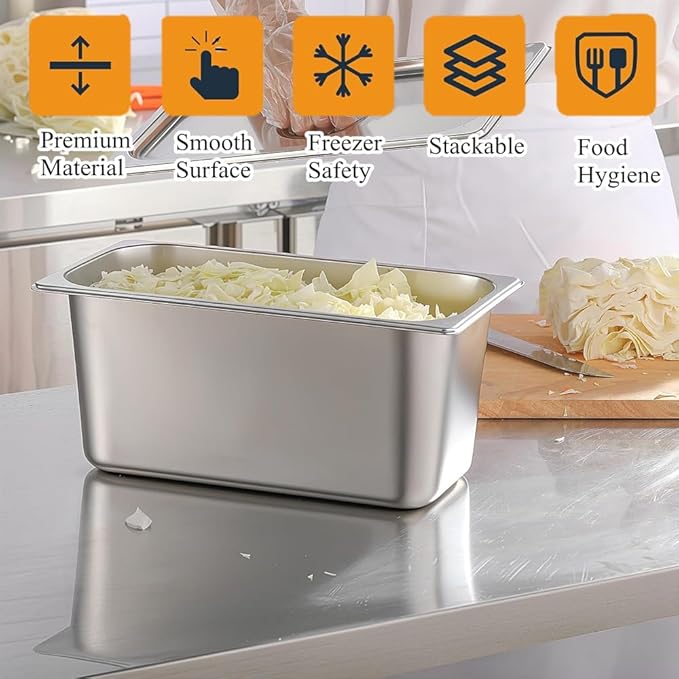 4 Pack Hotel Pan for Commercial Steam Table Pans 1/2 Size x 4 Inch Deep Commercial Stainless Steel Pan Restaurant Steam Table Pans