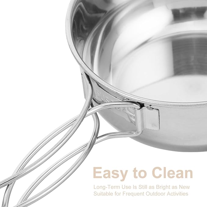 Stainless Steel Camping Bowls Set with Foldable Handles 650ml Large Bowl Portable Outdoor Picnic and Hiking Cookware for Backpacking and Camping