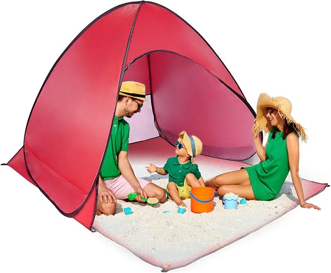 Beach Tent Pop Up Beach Tent Canopy Sun Shade Shelter Anti-UV Automatic Waterproof for 2-3 Person with Net Window Storage Bag Outdoor Camping Fishing Park Bea ch