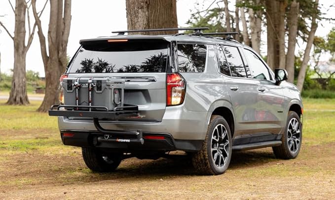 HitchFire Ledge XL Hitch Mounted Dual Swing Cargo Platform Hitch Mounted Camping Table Steel Constructed Outdoor Table Hitch Cargo Carrier Truck Accessories