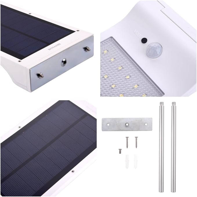 Solar Light OutdoorMotion Sensor Wall Lights with Mounting PolesWaterproof Detector LightSecurity Lighting for Barn Porch Garage 2 PackWhite