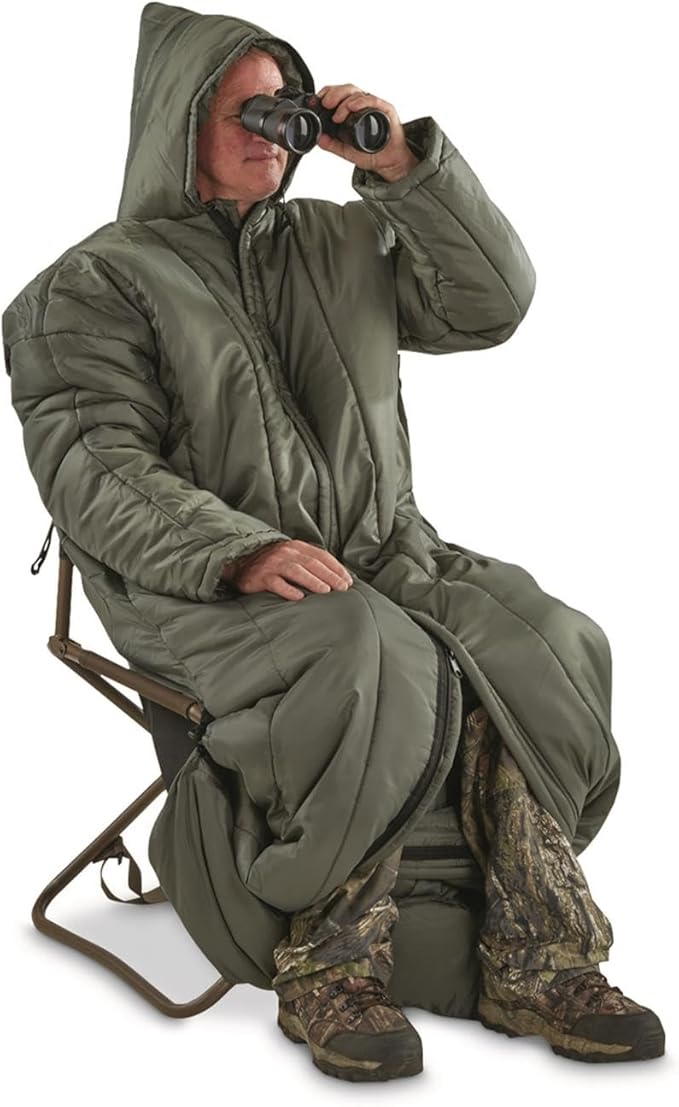 Guide Gear Sportsman’s Sleeping Bag with Arms for Adults Cold Weather Hunting Camping Hiking Accessories