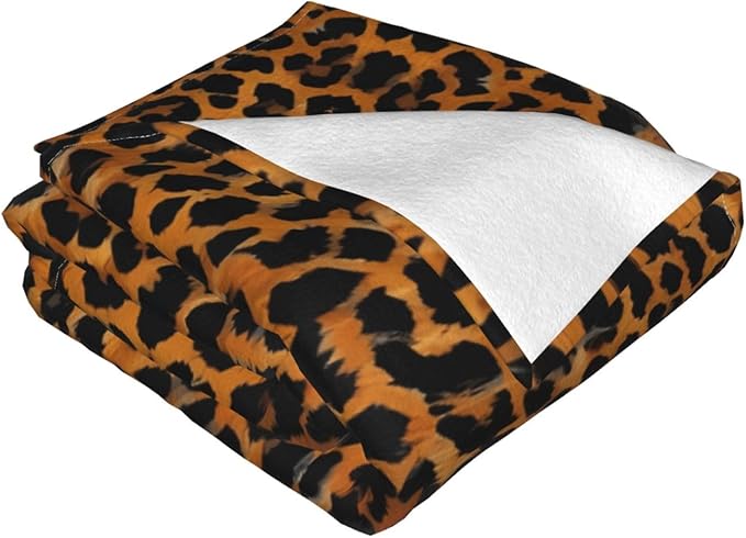 Leopard Pattern Background 50x40 Printed Soft Fleece Blanket for Sofa Bed and Camping - Cozy Blanket for Travel Picnics Nighttime Use