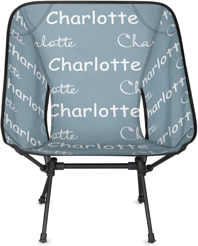 Custom Camping Chair Personalized Portable Backpacking Chair with Name Lightweight Folding Chair for Beach Hiking Grey Blue