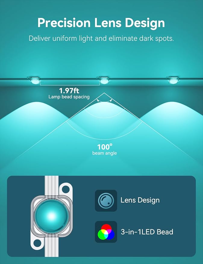 100FT Permanent Outdoor Lights for House Smart RGB LED Eaves Lighting with APP &amp Remote Control IP67 Waterproof Christmas Lights for Holidays Parties &amp Year-Round Décor