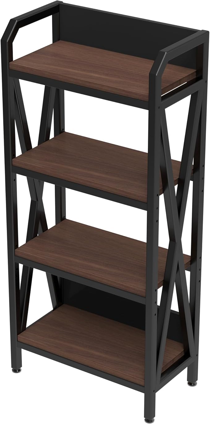 4-Tier Bakers Rack Storage Shelves Heavy-Duty Metal &amp Wood Kitchen Organizer with Easy Assembly for Garage Bathroom Entryway Home Storage