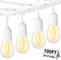 SUFEIMAS 100FT White Outdoor String LightsIP65 Waterproof 30+2 Plastic LED Bulbs 2700K White Patio String Lights for Outside Porch Pergola Backyard Bistro GardenWedding Lights