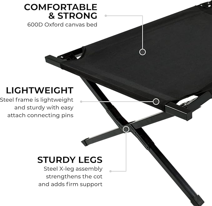 Teton Outfitter Camping Cot Heavy-Duty Oversized Folding Cot for Adults Comfortable Elevated Sleeping Bed Easy Setup